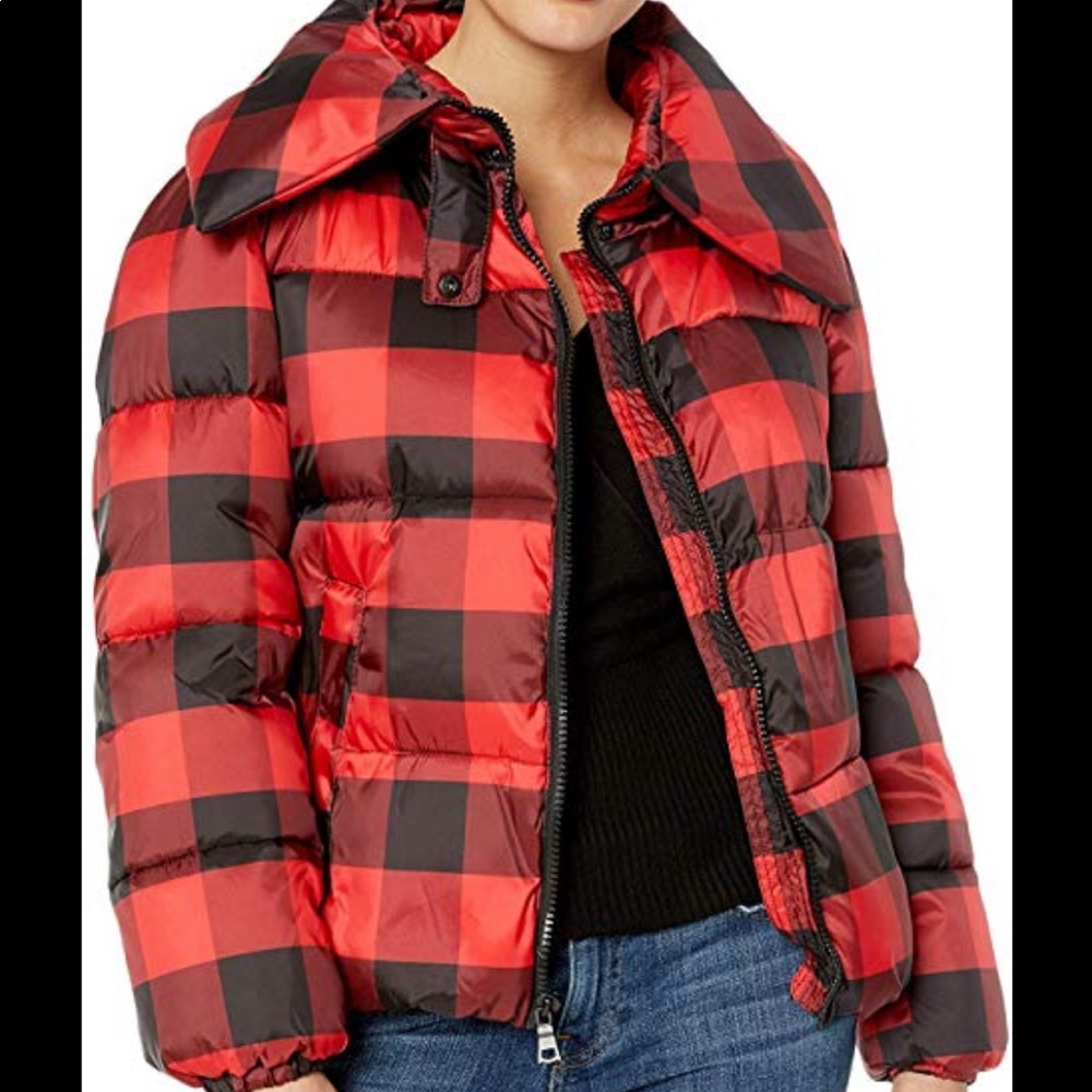 Red plaid puffer jacket